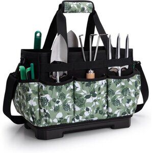 Garden Tool Bag with Hard Bottom, Garden Tote with Shoulder Strap